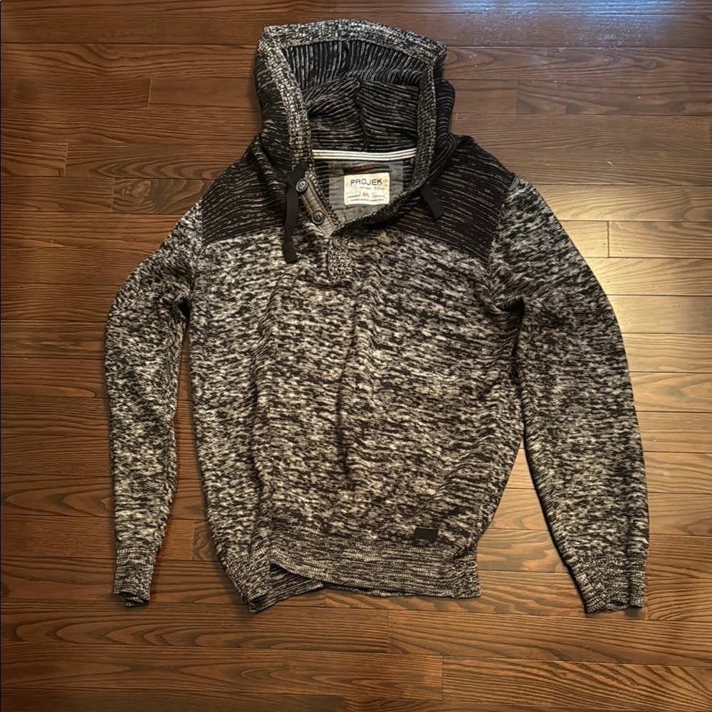 Projek Raw Hoodie Black and Gray Men's Sweater